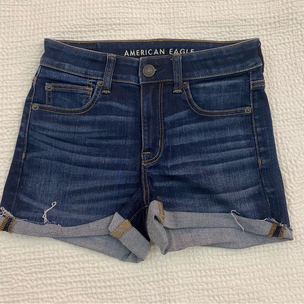 American Eagle High Rise Shortie Denim Shorts